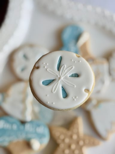 “Engaged by the Sea” Beach Theme Cookies