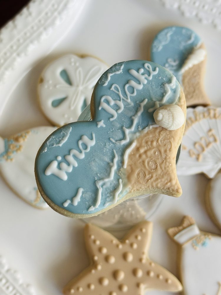 “Engaged by the Sea” Beach Theme Cookies