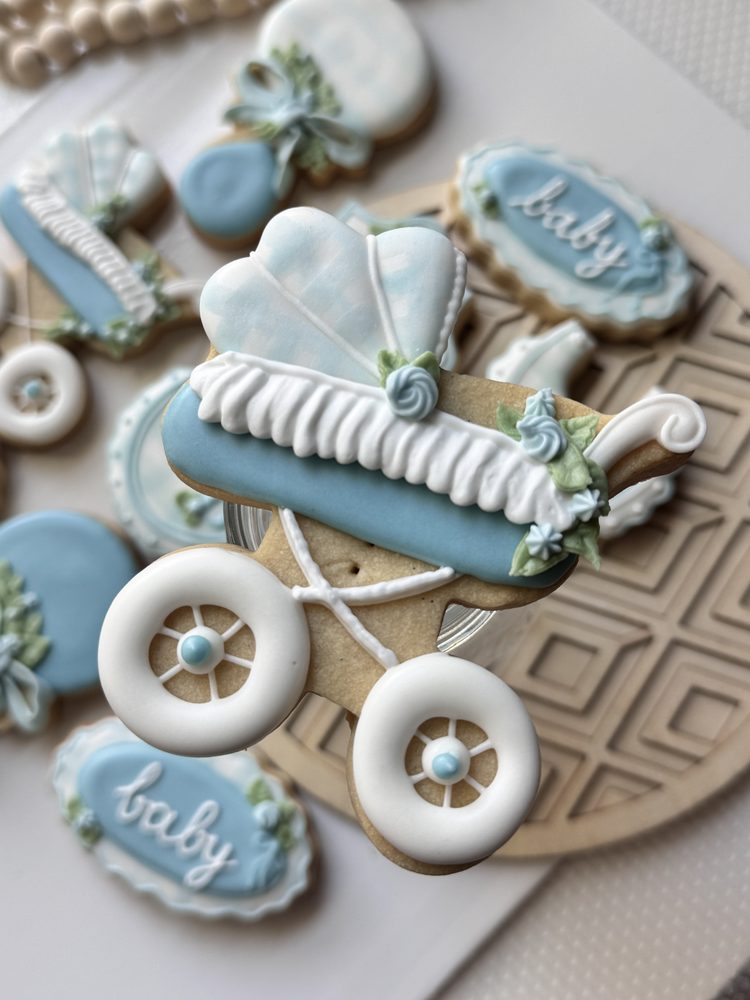 Light Blue Baby Shower Floral Design